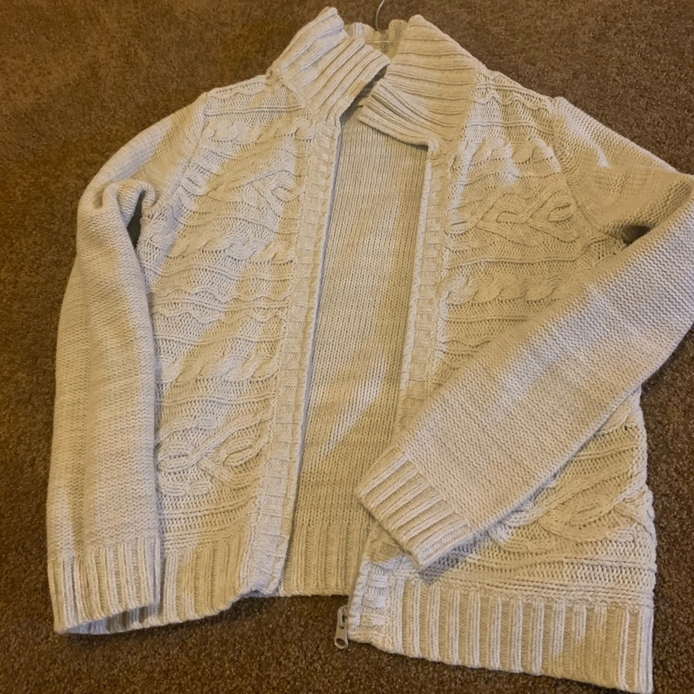 Grey Tan ZIP Sweater
